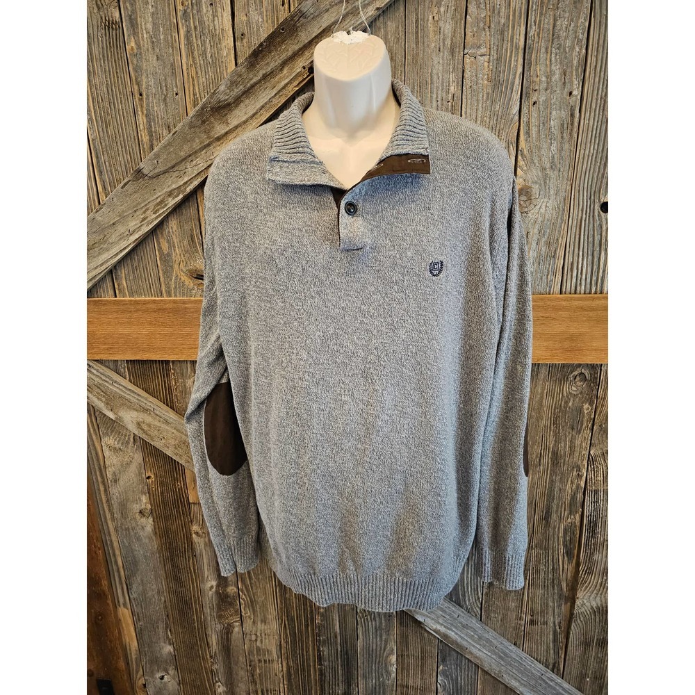 Chaps 2XLT TALL Henley sweater elbow patches warm comfort winter